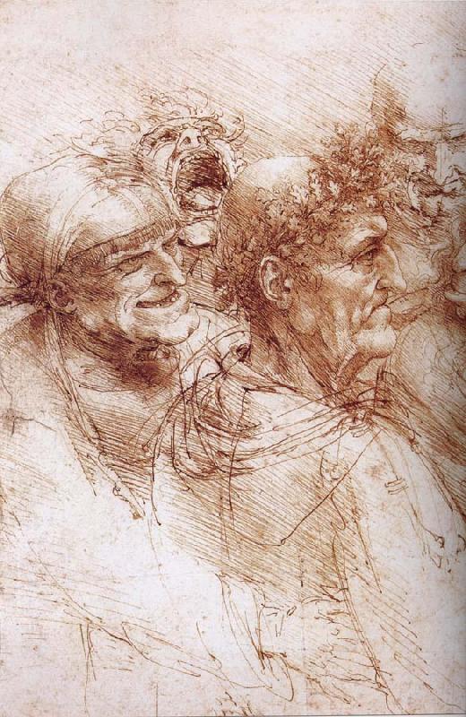 LEONARDO da Vinci Funf studies of grotesque faces oil painting image